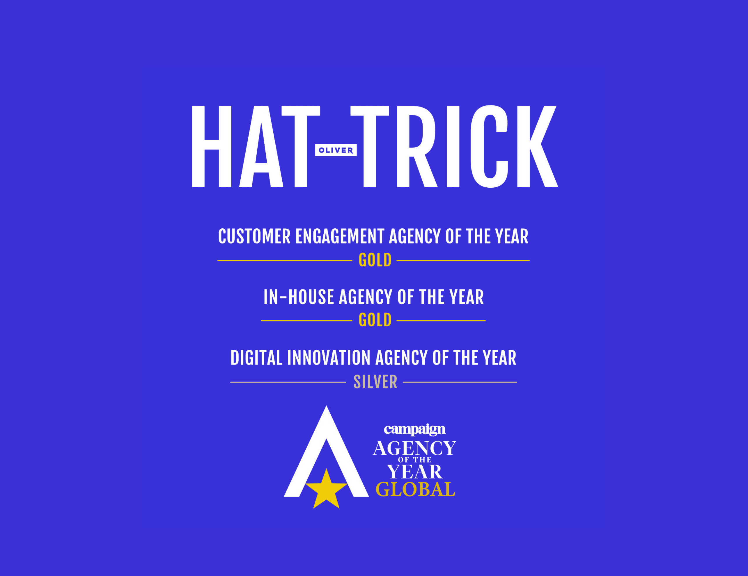 OLIVER celebrates being awarded three Global Agency of the Year awards